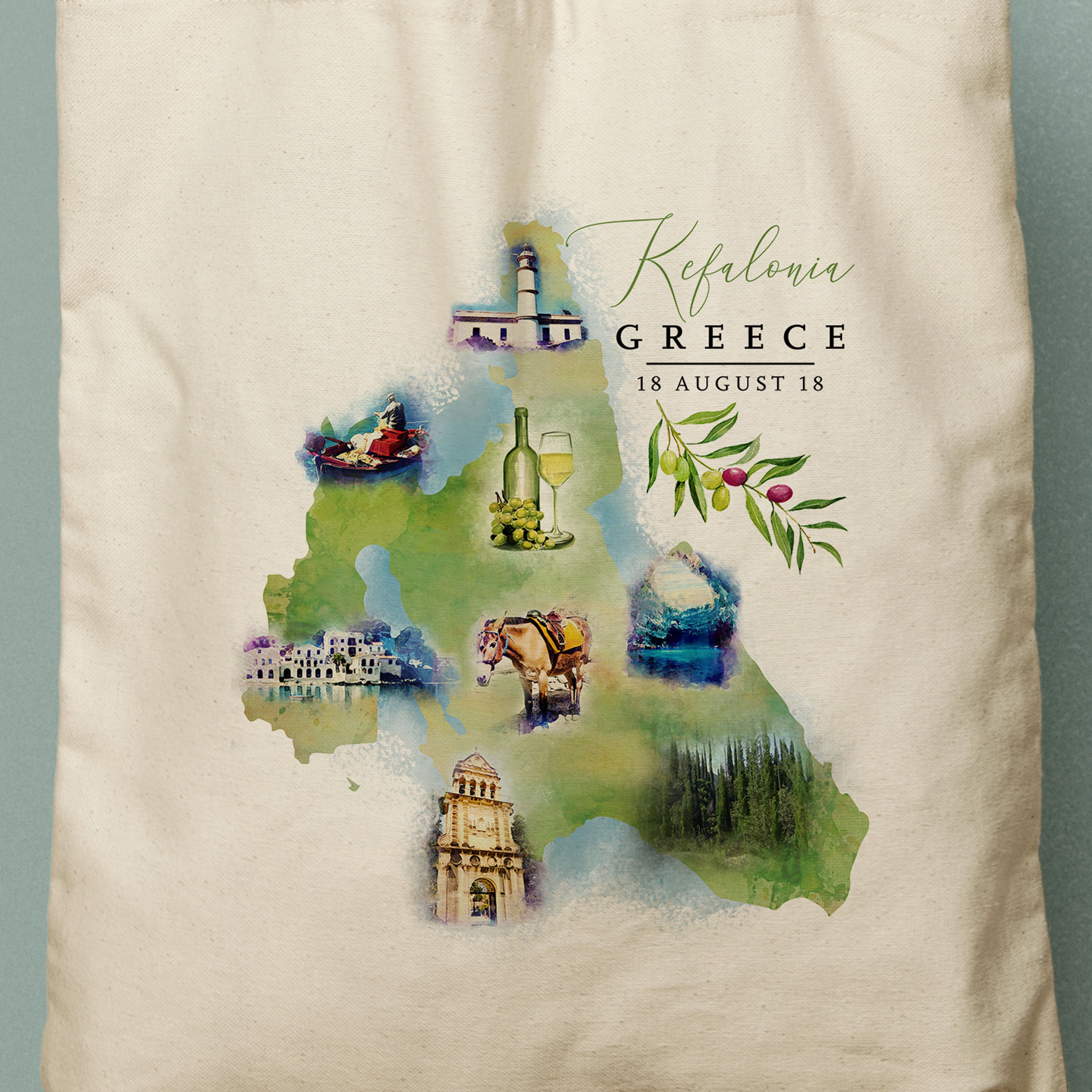 APHRODITE | Kefalonia, Greece Map Canvas Tote