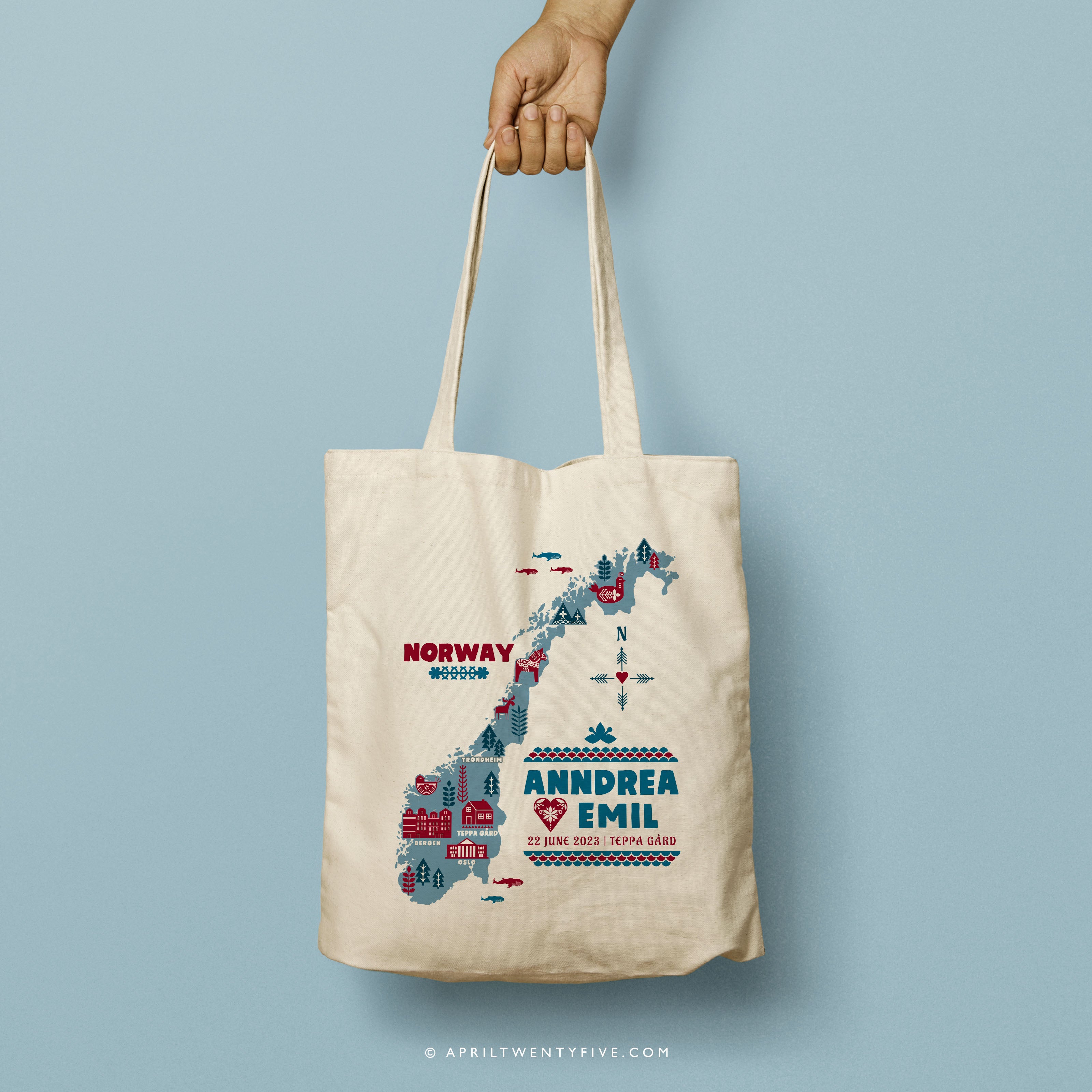 ANNDREA | Norway Map Canvas Tote