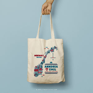 ANNDREA | Norway Map Canvas Tote