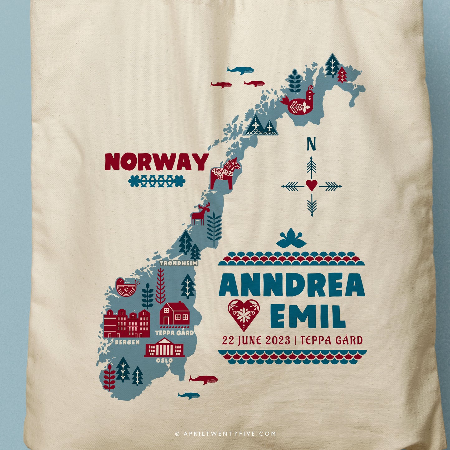 ANNDREA | Norway Map Canvas Tote