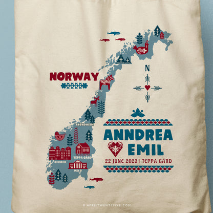 ANNDREA | Norway Map Canvas Tote