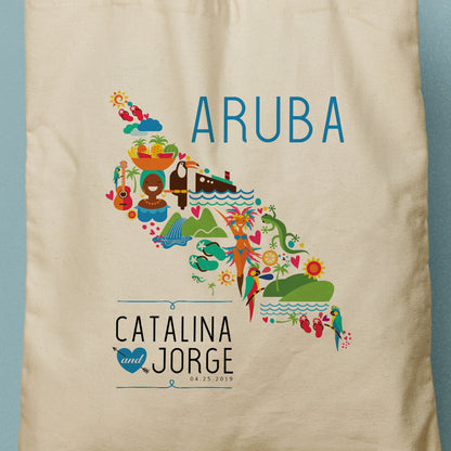 CATALINA | Map of Aruba Canvas Tote