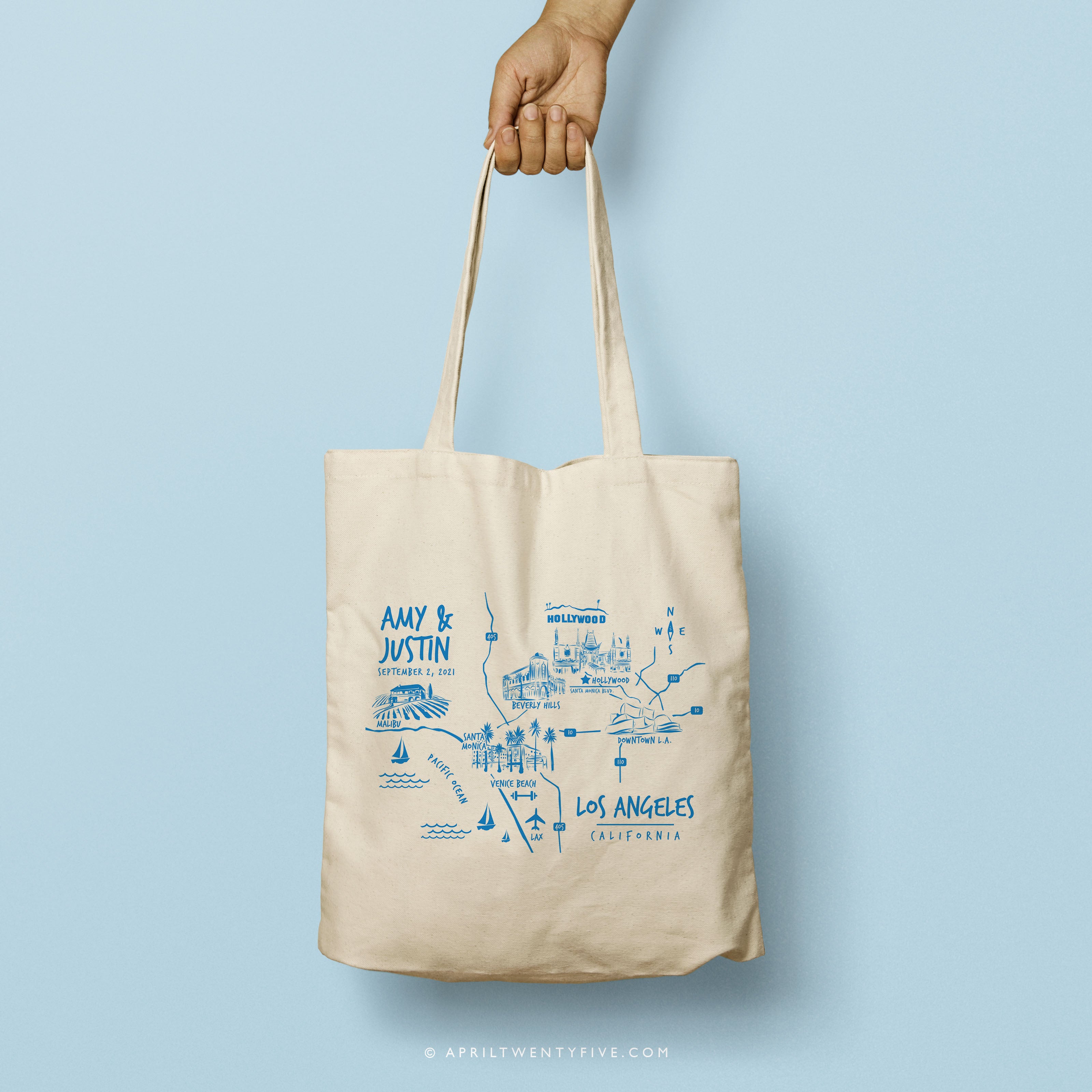 CALLIE | Los Angeles California Illustrated Map Canvas Tote