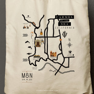 CARMEL | Carmel by the Sea, California Map Canvas Tote