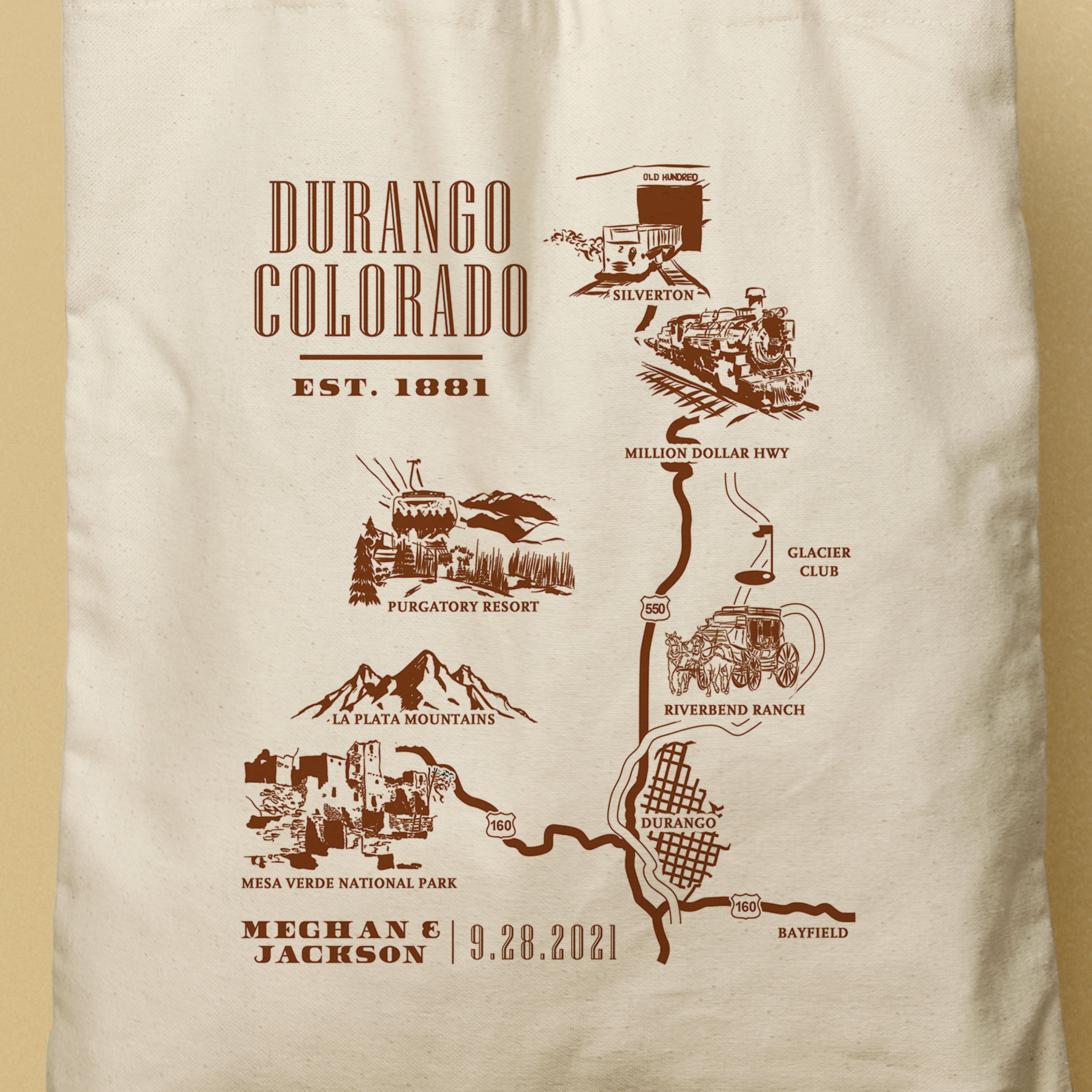 COLLEEN | Durango, Colorado Map Canvas Tote