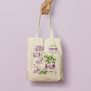 DIVYA | Sonoma, California Illustrated Map Canvas Tote