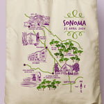 Load image into Gallery viewer, DIVYA | Sonoma, California Illustrated Map Canvas Tote
