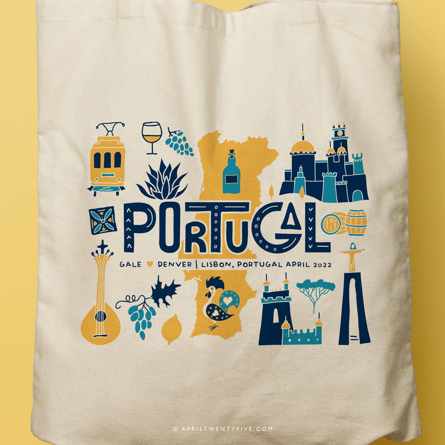 GALE | Portugal Travel Icons Canvas Tote