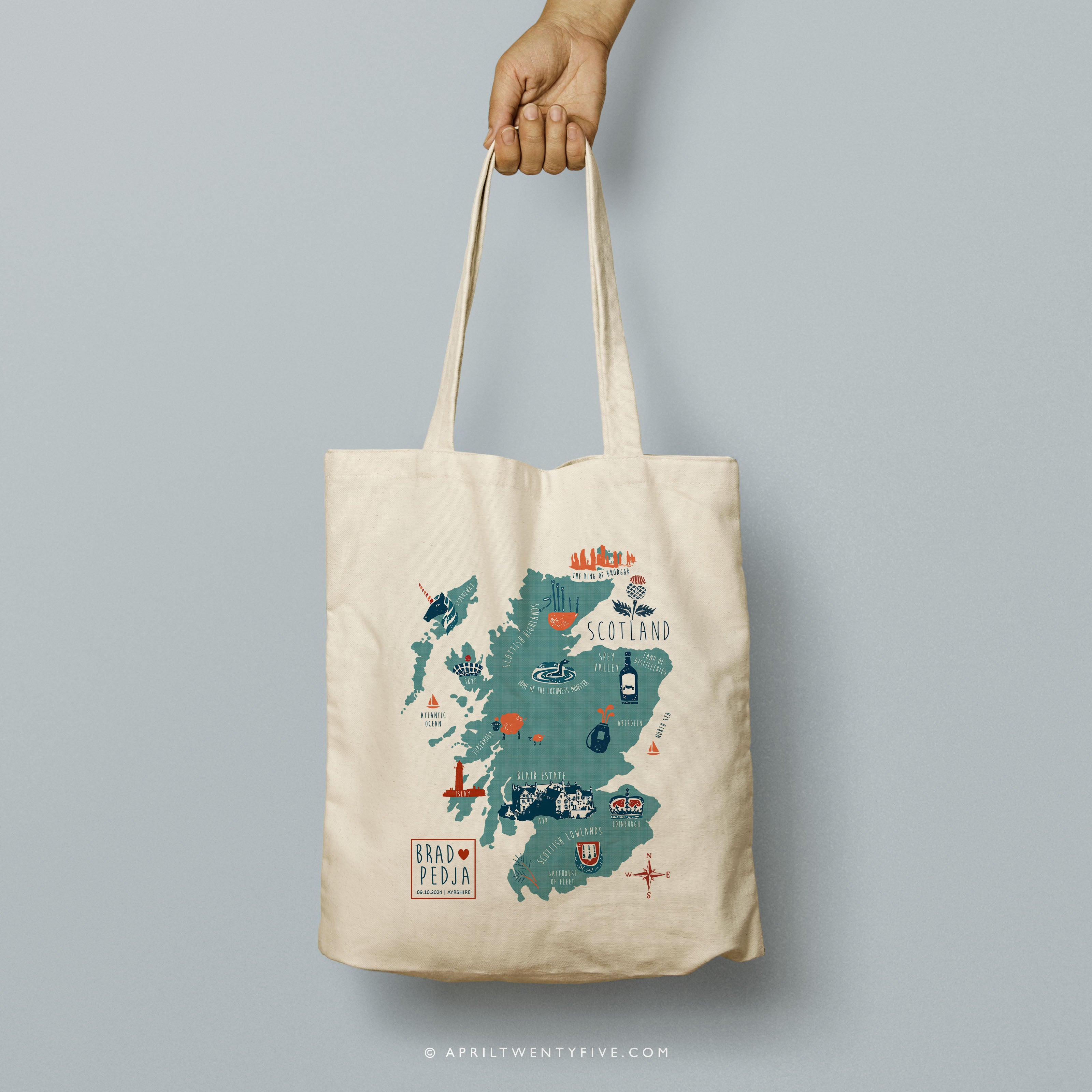 COURTNEY | Scotland Map Canvas Tote