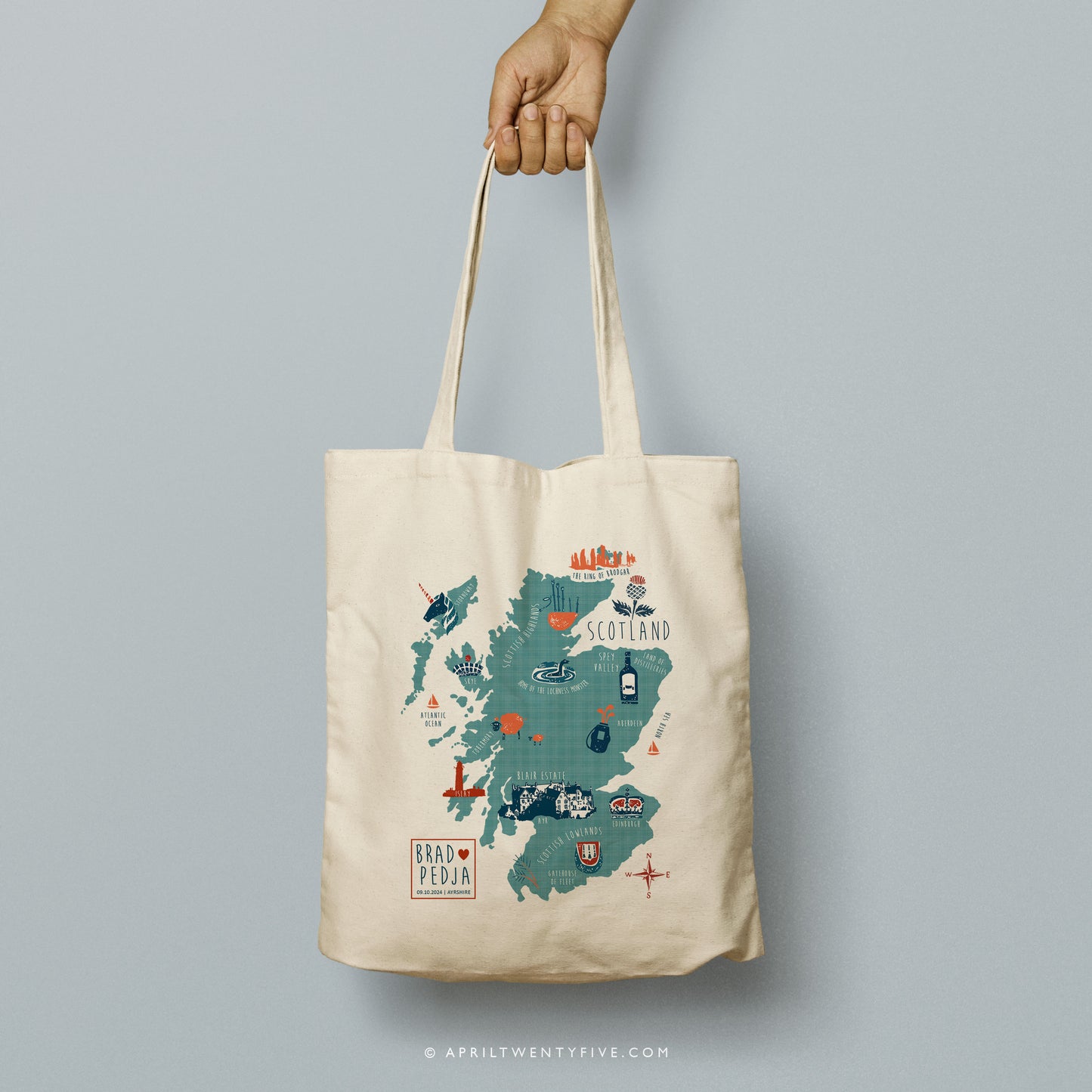 COURTNEY | Scotland Map Canvas Tote