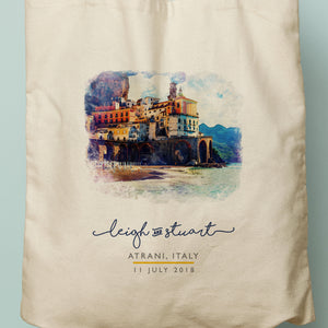 LEIGH | Atrani, Amalfi Coast Italy Watercolor Tote