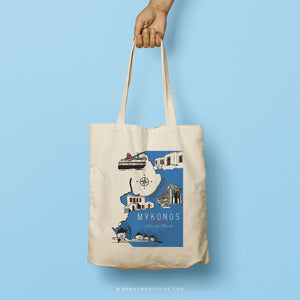 MYKO | Mykonos, Greece Map Tote