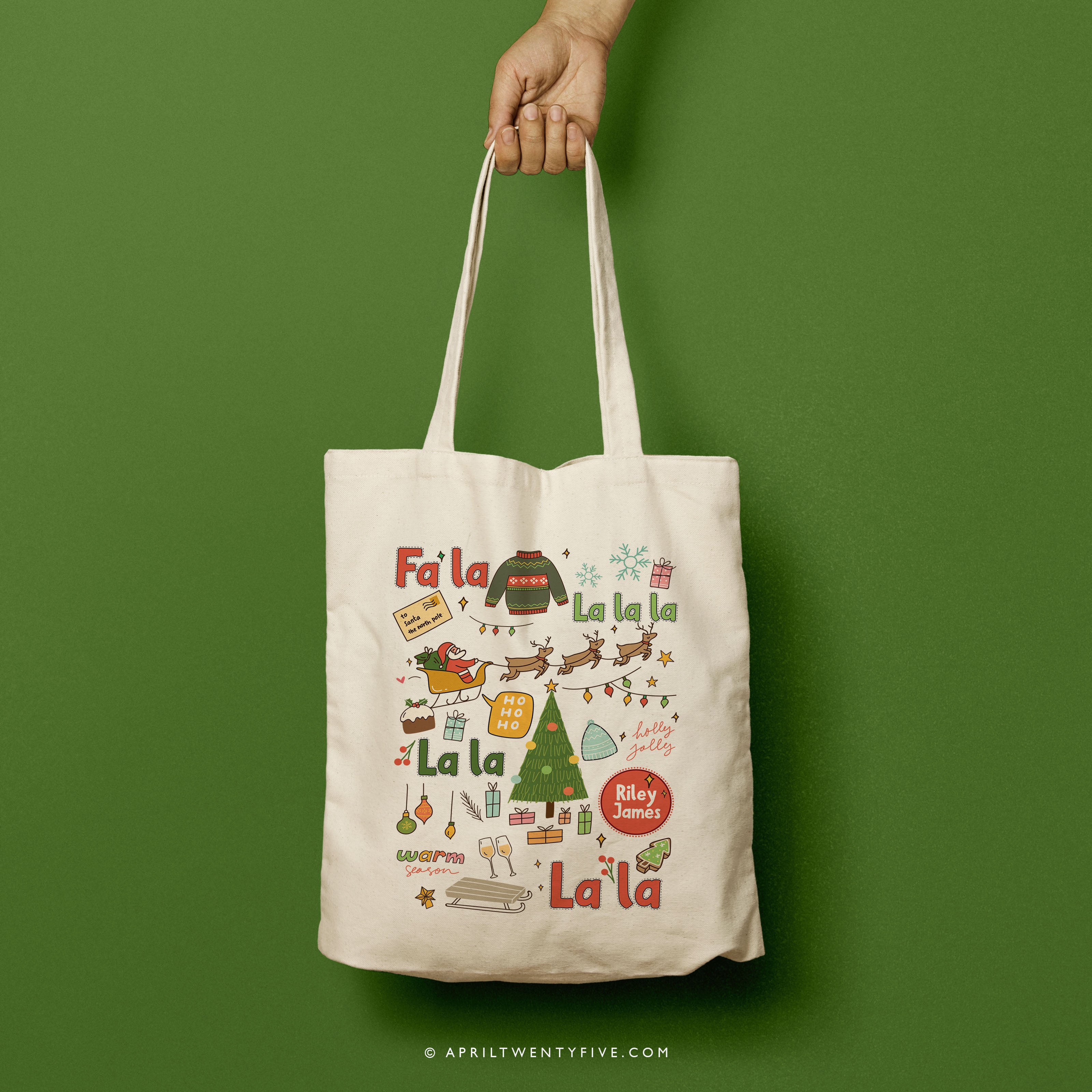 JAMES | Personalized Christmas Canvas Tote