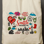 Load image into Gallery viewer, SARA | Seattle, Washington Travel Icons Tote
