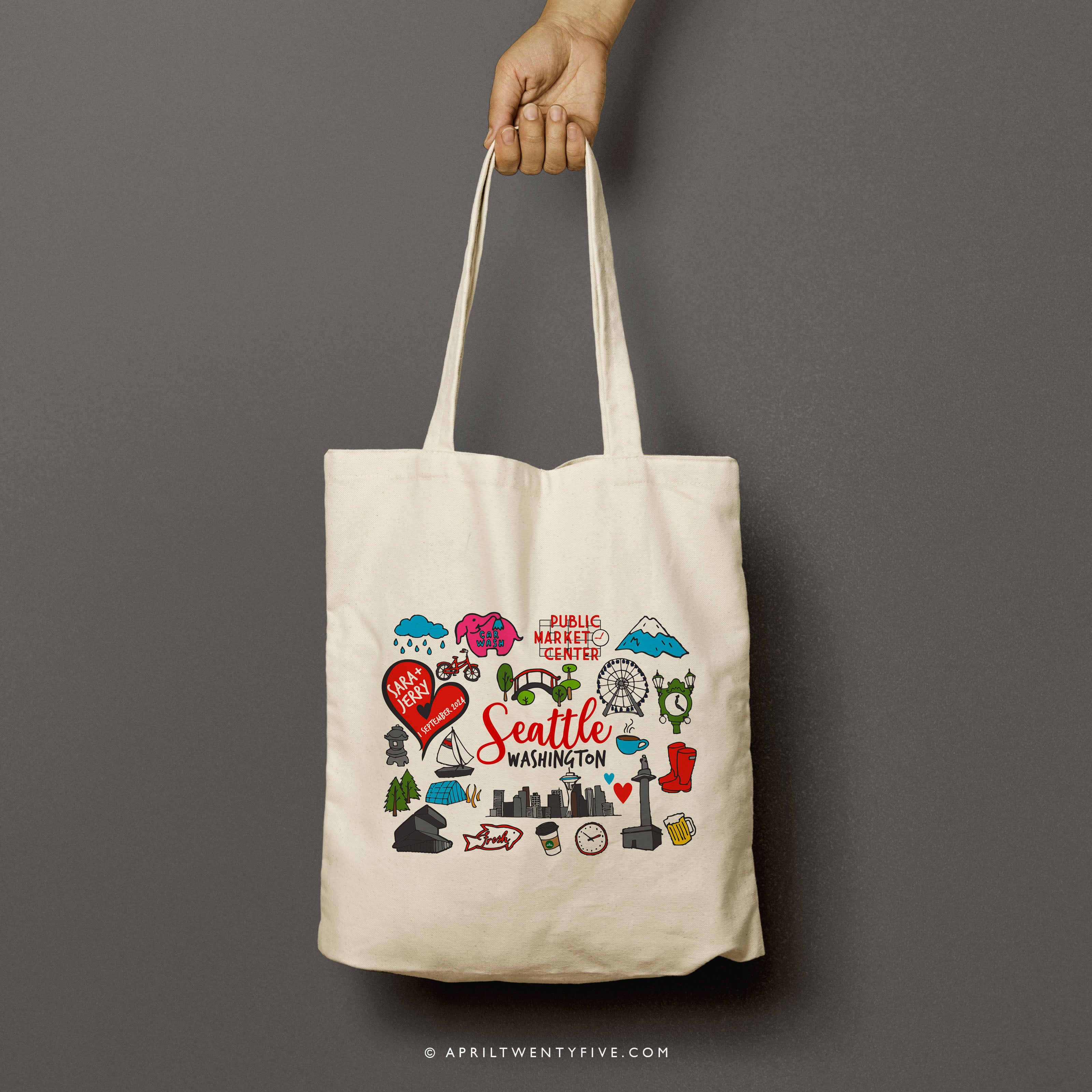 SARA | Seattle, Washington Travel Icons Tote