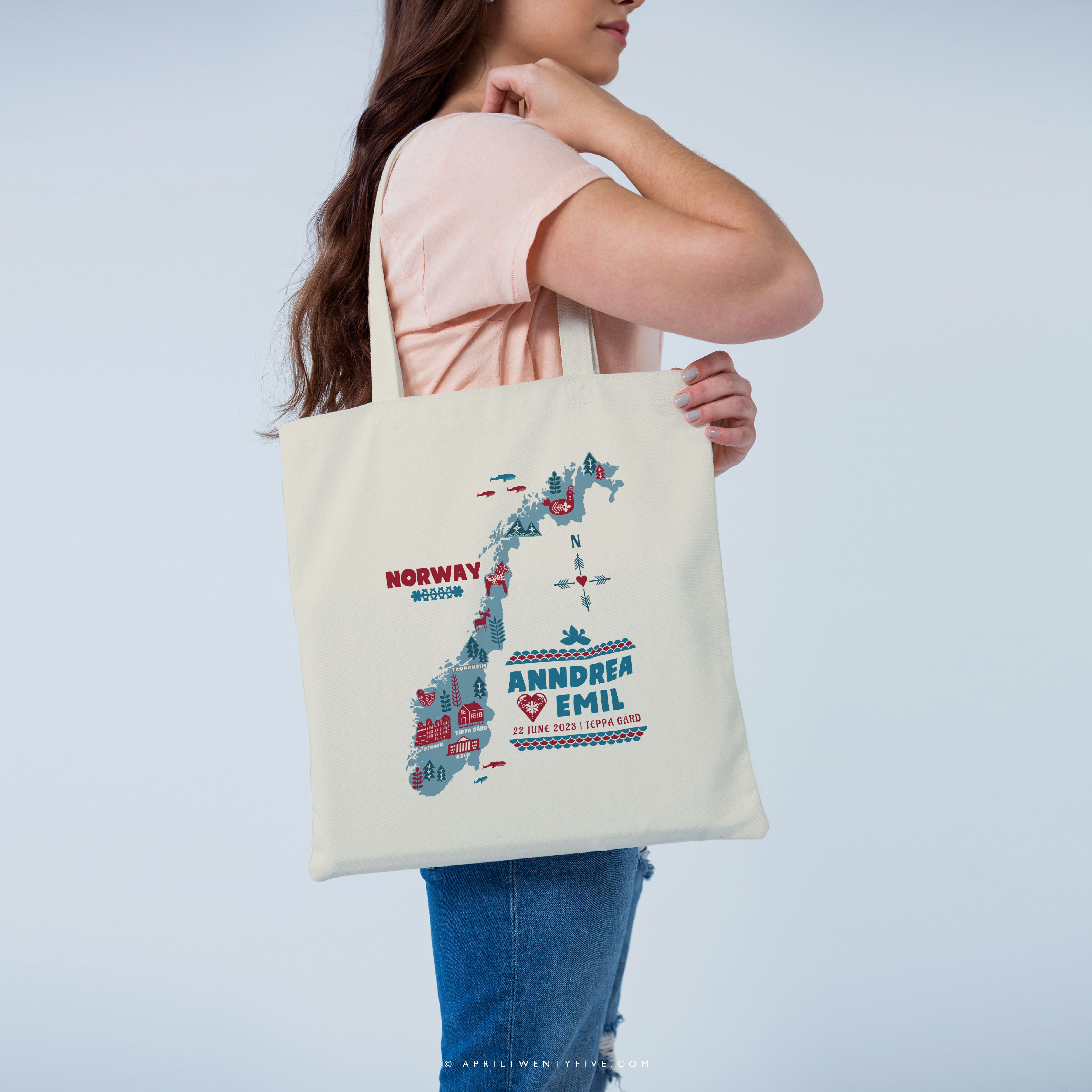 ANNDREA | Norway Map Canvas Tote