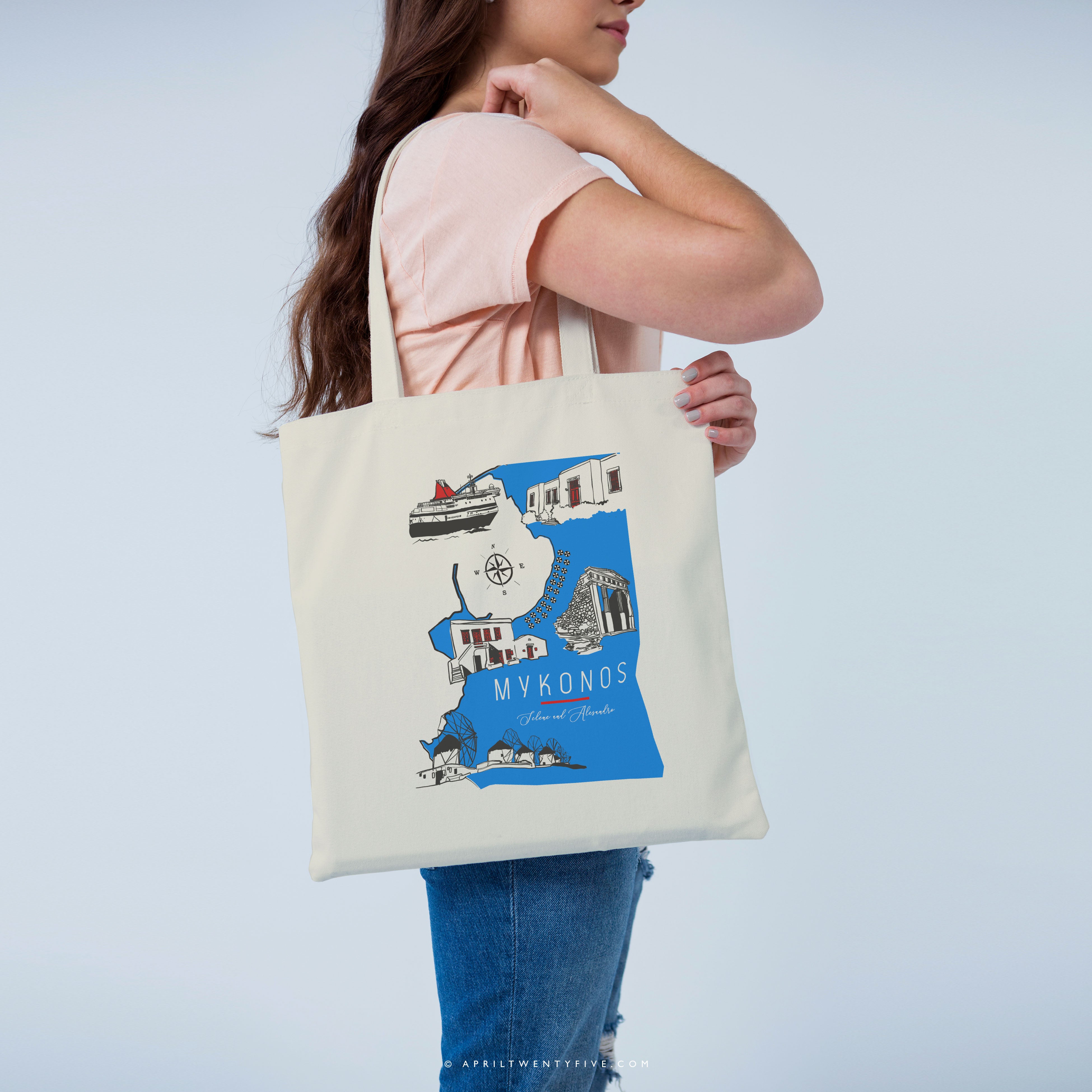 MYKO | Illustrated Map of Mykonos, Greece Tote